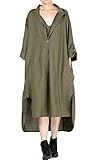 Mordenmiss Women's New Hi-Low Hem Plus Size Dresses with Pockets XL-Green