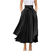 chouyatou Women's Elegant High Waisted Side Slit Irregular Bohemian Maxi Skirt with Pockets
