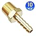 TAILONZ PNEUMATIC Brass Hose Barb Fitting -1/4 Inch Barb to 1/4 Inch Male NPT Adapter（Pack of 10）