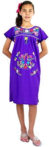 Leos Mexican Imports Girls Mexican Puebla Dress Purple Girls 2