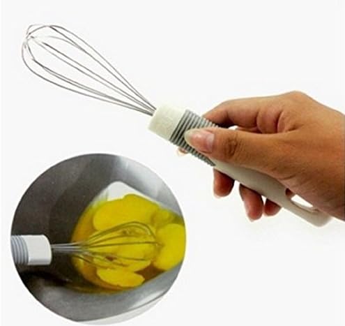 1pc Kitchen Whisk, RIMEI Egg Beater Cake Batter Blender Milk Frother Whipper with Stainless Steel Wire Balloon and Plastic Handle, Cooking Utensils for Whisking, Stirring,Mixing,Beating