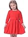 Bonny Billy Girls Long Sleeve Solid Pleated A-Line Children Dress with Bow 10-11 Years Red