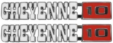 71-72 Chevy C10 Truck LH/RH CHEYENNE 10 Fender Emblems Pair w/Fasteners 67 Super
