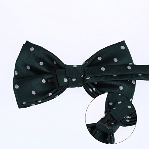 DBD3D01V Dark Green Polka Dots Woven Microfiber Meeting Presents Idea Pre-tied Bow Tie By Dan Smith