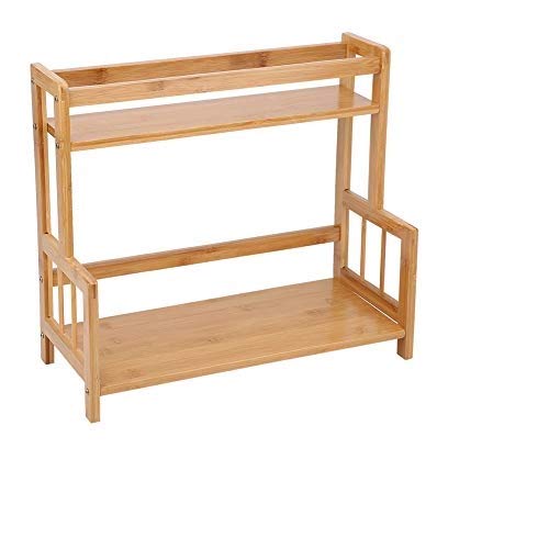 Fdit Kitchen Shelf, 16.4x7.1x14.6in Bamboo Kitchen Spice Rack Storage Organizer Multifunction Countertop 2 Layer Kitchen Spice Seasoning Rack Shelf Storage Organizer