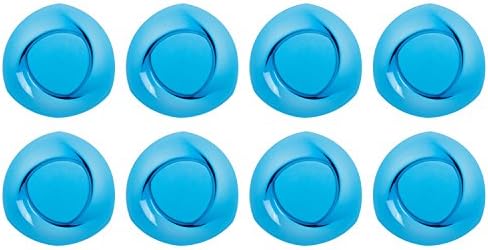 Kreate 8" Acrylic Dessert Plates - Set of 8 - Triangular Vortex Break-Resistant Plastic - Aqua Blue Accent - BPA Free