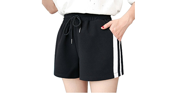 Mujer Cintura Media Shorts a Rayas Corriendo Deporte Aptitud Casual Pantalón  con Bolsillos Moda Verano Pantalones Cortos Sueltos Shorts Tallas Grandes:  Amazon.es: Ropa