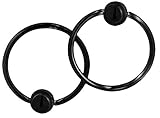 Pair of 2 Rings: 18g 7/16 Inch Surgical Steel Black IP Plated Captive Bead Hoop Earrings