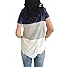 YunJey short sleeve round neck triple color block stripe T-shirt casual blouse,Navy,X-Large