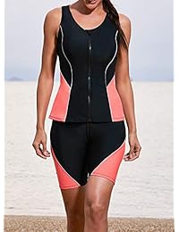 Bañador tipo tankini para dama con cremallera y espalda cruzada