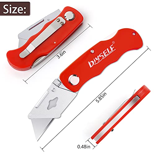 DIYSELF 4 Pack Box Cutters with 10 Blades, Razor Knife with Belt Clip, Quick Change Blades, Lock