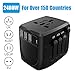 Travel Adapter, 2400W International Power Adapter, Universal 1 Smart Type-C & 3 USB All in One Power Plug Adapter for High Power Appliances for UK, EU, AU, US, Over 200 Countries, Black