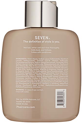 SEVEN Haircare Satara Volume Shampoo for Women & Men, Sulfate + Cruelty Free & Paraben Free with Pro Vitamin B5, Argan Oil, Hydrolyzed Quinoa Protein for Flat + Limp Hair, Made in USA, 10.8oz