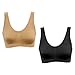 Mystiqueshapes Genie Sports Seamless Bra w/Removable pads, Free Magic Boost Pads and Travel Pouch(XXL, 3-Pack (White-Nude-Black))