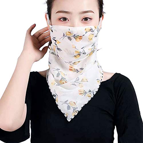 Outdoor Women\'s Sun Protection Anti-Dust Bandanas Cycling Chiffon Face Cover Multifunctional Scarf Mask (Yellow)