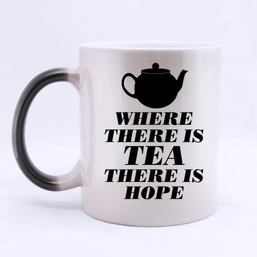Funny Teapot Mug - Hotstyle Where There Is Tea There is Hope Tea Morphing Coffee Mug or Tea Cup - 11 ounces