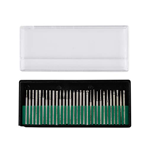 Aokitec Nail Drill Bits 30PCS Carbide 3/32inch (2.35mm) Cuticle Nail Drill Bits Set for Art Nail Cuticle Manicure Pedicure Tools