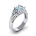 Dolland Women's Silver Oval Cut Natural Aquamarine Cubic Zirconia Ring Engagement Ring,6#