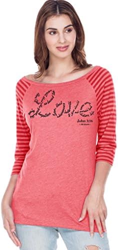Hip Together John 3:16 Love Striped Raglan (2X) Red