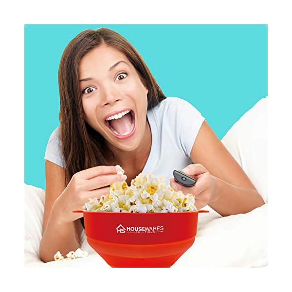 Collapsible-Silicone-Microwave-Hot-Air-Popcorn-Popper-Bowl-with-Lid-and-Handles-Red Collapsible Silicone Microwave Hot Air Popcorn Popper Bowl With Lid and Handles (Red)