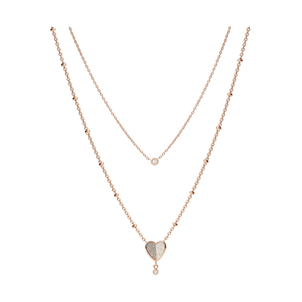 Fossil Necklace for Women Vintage Glitz, Length: 42cm + 5cm Rose Gold Stainless Steel Necklace, JF03648791