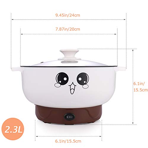 MINGPINHUIUS 4-in-1 Multifunction Electric Cooker Skillet Wok Electric Hot Pot For Cook Rice Fried Noodles Stew Soup Steamed Fish Boiled Egg Small Non-stick with Lid (2.3L, without Steamer) - Thumbnail 6