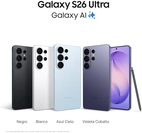Galaxy S26 Ultra, 1TB, Smartphone com Galaxy AI, Câmara de 200MP, 16GB de RAM, Bateria de 5000mAh, Garantia do Fabricante 3 Anos + 1 Ano Extra, Cor Cobalto Violeta (Versão Espanhola)
