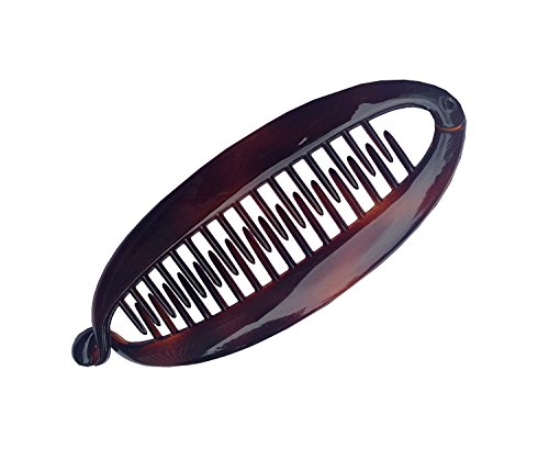 Parcelona French Large 5.5 Inches Celluloid Tortoise Shell Ponytail Holder Banana Hair Clip
