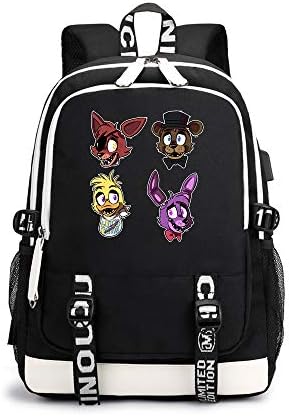 Five Nights at Freddy's Casual Backpack Backpack Camping Hiking Backpack Printed School Rucksack Trekking Rucksack Travel Bag Unisex (Color : Black02, Size : 31 X 16 X 45cm)
