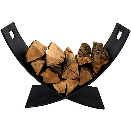 Sunnydaze 30 Inch Firewood Log Rack, Indoor/Outdoor Fireplace Wood Stacker Storage Holder, Black
