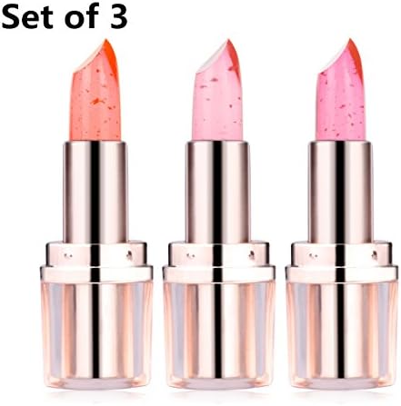 Flower Lipstick Set, Jelly Lipstick with Flower Inside Gradation Lipstick Girls for Pink Lips Make Up, Color Change Lipstick Moisturizing Lasting Time