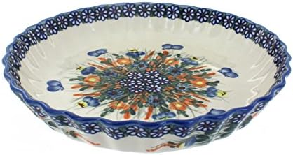 Blue Rose Polish Pottery Spring Butterfly Pie Plate