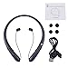 Bluetooth Retractable Headphones, Wireless Neckband Earbuds Sports Headset Sweatproof Earphones with Mic (2018 Upgraded Version, 15 Hours Play Time, Black)