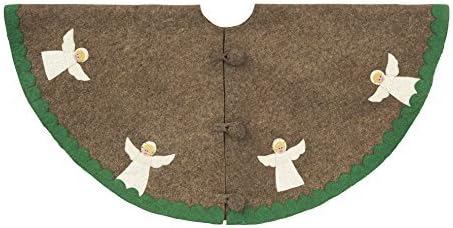 Arcadia Home T5G Angel Tree Skirt Hand Felted Wool, Grey