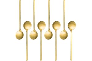 8PCS Espresso Spoons Gold,5.1 Inches Stainless Steel Suitable for Tea, Cappuccino, Espresso, Desserts and More
