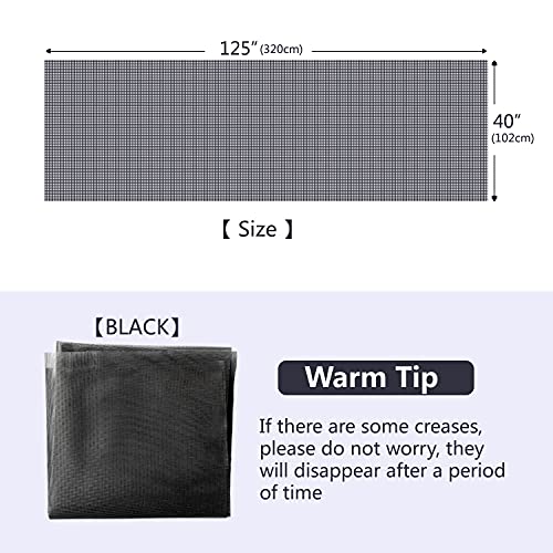 JOOFAN Window Screen Replacement, DIY Adjustable Polyester Fire-Retarded Mesh Window Screens Mesh for Window Doors, Patio Entry Porch Screens Mesh, Curtain Net(40\'\'X125\'\',Black)