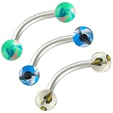 3Pcs 16g 16 gauge 1.2mm 5/16 8mm steel eyebrow lip piercing curved barbell tragus rings jewelry BDDG