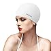 BALNEAIRE Silicone Solid Swim Cap, Waterproof Unisex Swimming Caps White