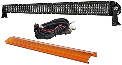 50 Inch LED Light Bar, Offroad Town Quad Row Off Road Light Bar 768w LED Driving Light Flood Spot Combo Fog Lights with Wiring Harness Amber Cover for Jeep Truck ATV SUV UTV