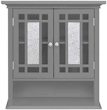 VERSANORA Teamson Home Bathroom Windsor Wooden Wall Cabinet with 2 Doors Grey EHF-527G, 17.8 x 55.9 x 61 - Image 3