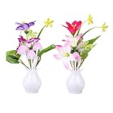 SODIAL(R) 2 PCS Kids Night Light Bathroom Kitchen Bedside Wall Light Lamp Color Changing Plug In LED Mushroom Flower Night Light