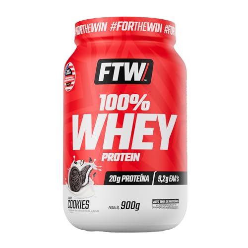Whey Protein 100% Concentrado Pote 900g Sabor Cookies - Ftw Suplemento Alimentar, Proteína do Soro do Leite, Alto Valor Biológico