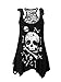 Beautife Women's Skull Print Lace Shirt Patchwork Sleeveless Tank Tops Plus Size (Medium, White)