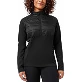 32 DEGREES Women's Mixed Media Half Zip Pullover Jacket (Black - Large)