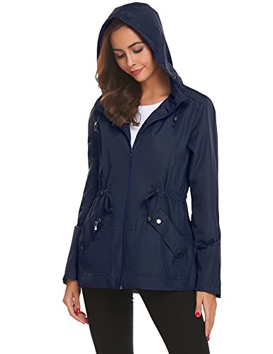 image for Romanstii Windbreaker Coat for Women Light Weight Packable Rain Jacket