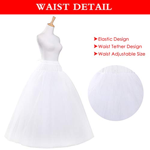 VeMee A-line Hoopless Petticoat Crinoline Underskirt Slips Floor Length for Bridal Wedding Dress - Thumbnail 3
