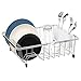 iPEGTOP Expandable Multifunctional Dish Drying Rack, Over The Sink, in Sink Or On Counter Dish Drainer Rack Organizer Shelf with White Utensil Silverware Holder, Rustproof Stainless Steel