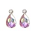 Holylove 5 Colors Fashion Women Ribbon Tie Statement Necklace with Chunky Tear Drop Glass Beads (8455 AB Crystal)