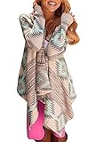 Cinder-Ella Women's Print Open Front Drape Boyfriend Knit Cardigan Sweaters