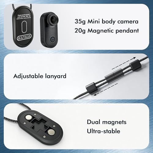 Yehtreh 2.7K Mini Body Camera, 10M Waterproof, Black | 32GB Memory Card 130° Wide Angle Body Cam, Comes with 10M Waterproof Case, for Underwater Sports, Cycling and Daily Vlogging